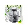 Кувшин 1,8 л 17*13*20,5 см "Crystal glass" + металл. инфузер  с сил.прокладкой
Состав: Боросиликатное стекло, нержавеющая сталь, силикон