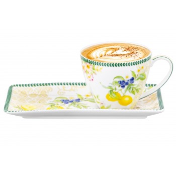 Чашка 250 мл с блюдцем для десерта 20*10*2 см "Лимоны", NEW BONE CHINA
Состав: Фарфор